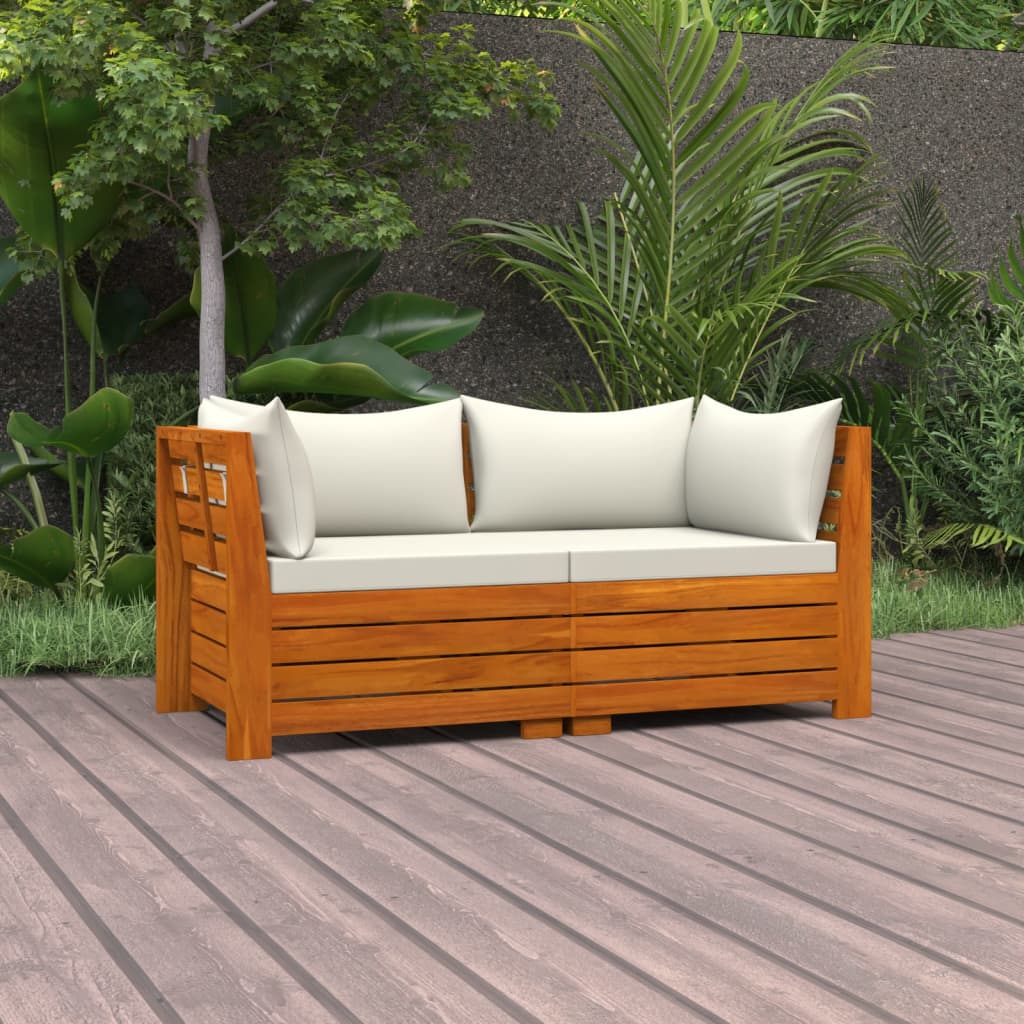 NNEVL 2-Seater Garden Sofa with Cushions Solid Wood Acacia