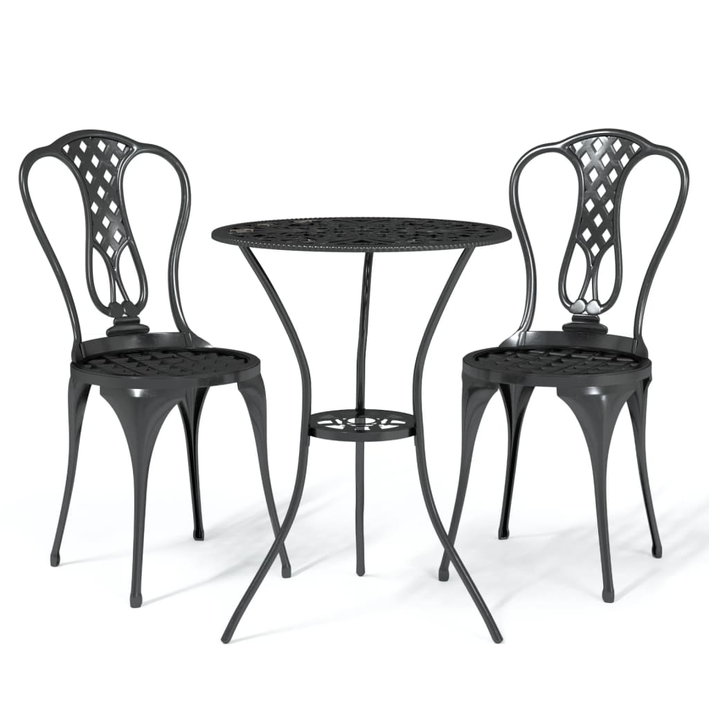 NNEVL 3 Piece Bistro Set Cast Aluminium Black