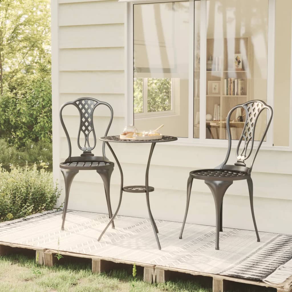 NNEVL 3 Piece Bistro Set Cast Aluminium Black