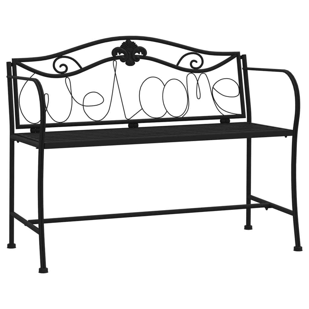 NNEVL 2-Seater Garden Bench 104 cm Black Steel
