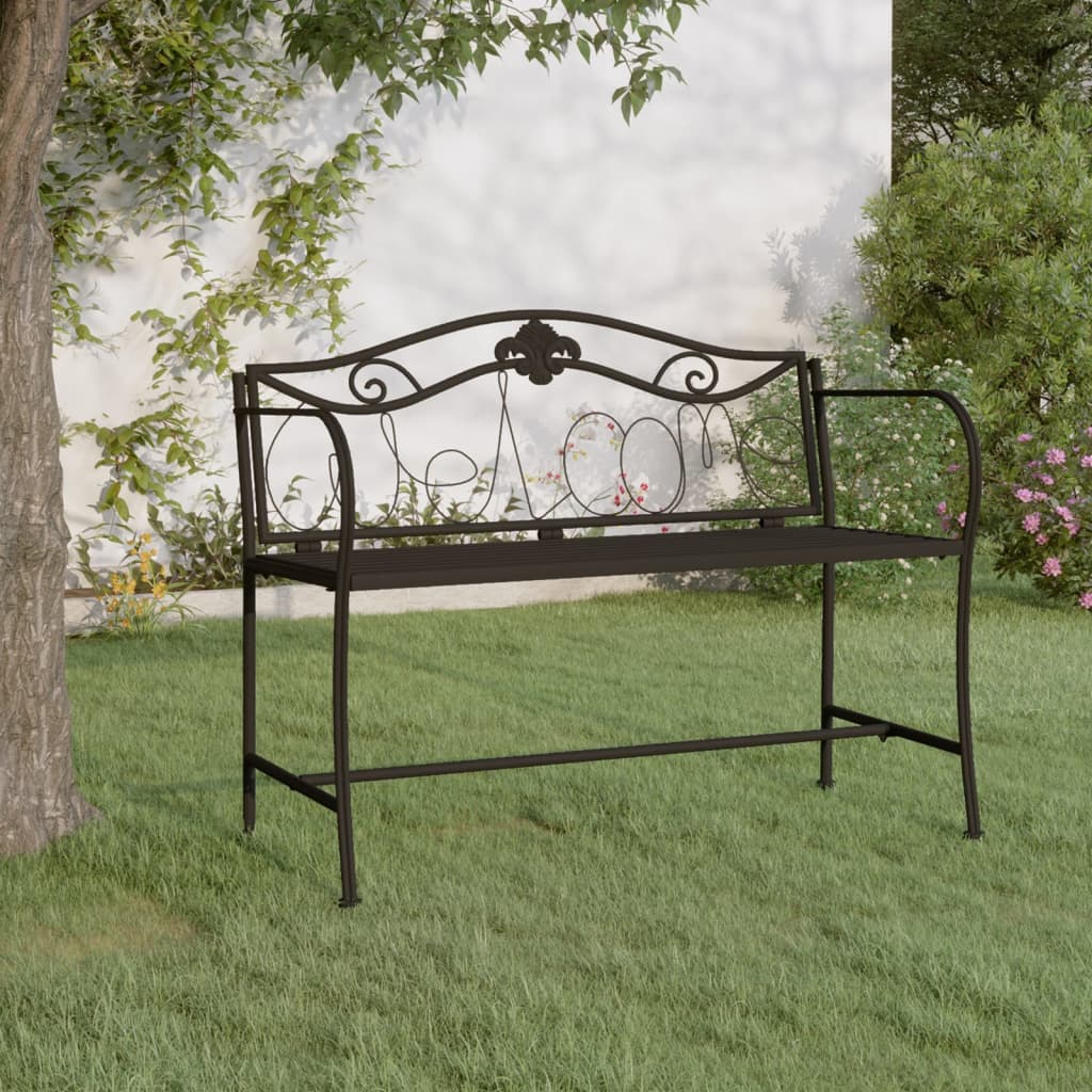 NNEVL 2-Seater Garden Bench 104 cm Black Steel