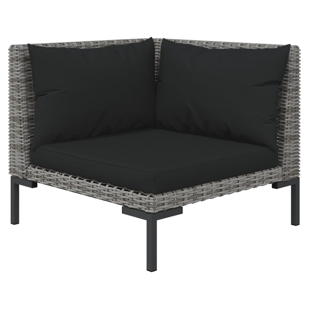 NNEVL 13 Piece Garden Lounge Set with Cushions Poly Rattan Dark Grey