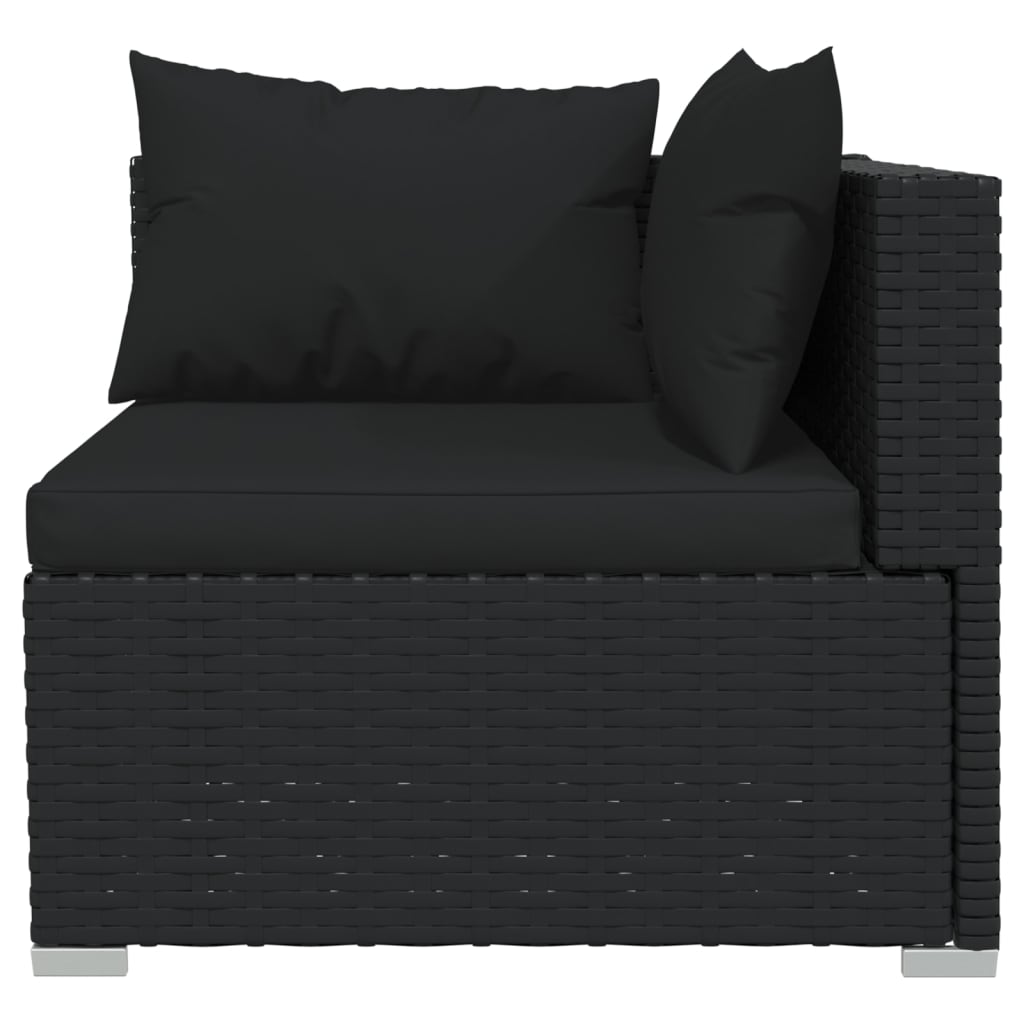 NNEVL 10 Piece Garden Lounge Set with Cushions Poly Rattan Black