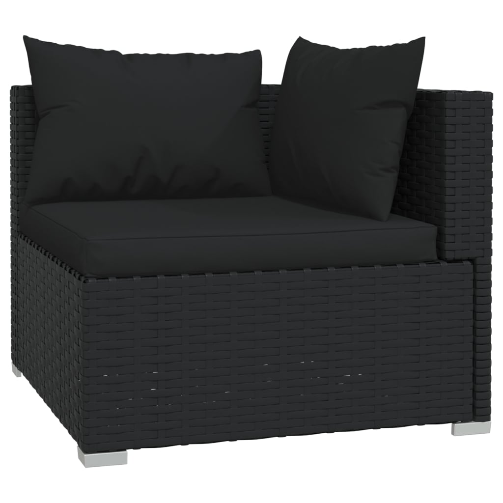 NNEVL 10 Piece Garden Lounge Set with Cushions Poly Rattan Black
