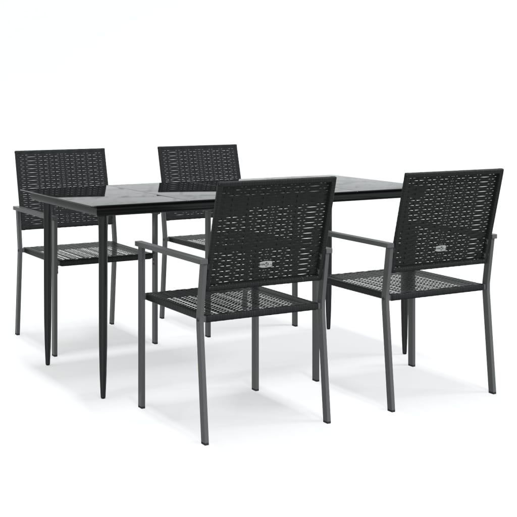 NNEVL 5 Piece Garden Dining Set Poly Rattan and Steel