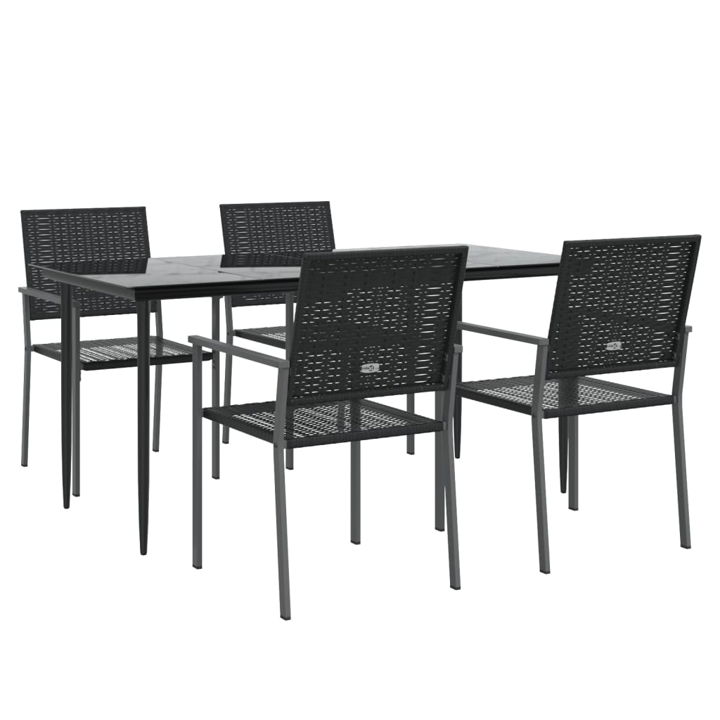 NNEVL 5 Piece Garden Dining Set Poly Rattan and Steel