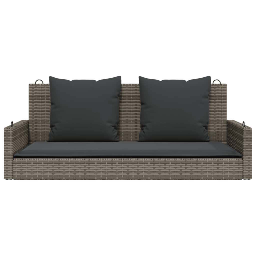 NNEVL Swing Bench with Cushions Grey 119x56x48 cm Poly Rattan
