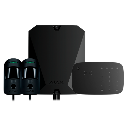 Kit allarme Ajax Fibra nero con Hub Hybrid 2G, tastiera con sirena integrata e lettore RFID