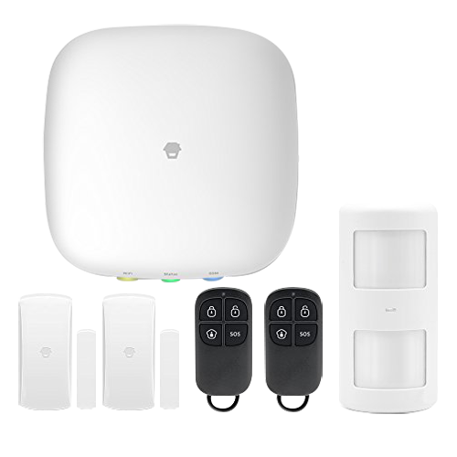 Kit allarme wireless Chuango WiFi/GSM con centrale con batteria backup, 2 telecomandi, 2 contatti porta e sensore PIR, gestione app H4 Smarthome