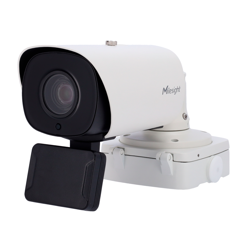 Telecamera LPR Milesight 2MP con radar 3D integrato per rilevamento velocità, lente motorizzata 8-32mm, riconoscimento targhe fino a 200 km/h su 4 corsie