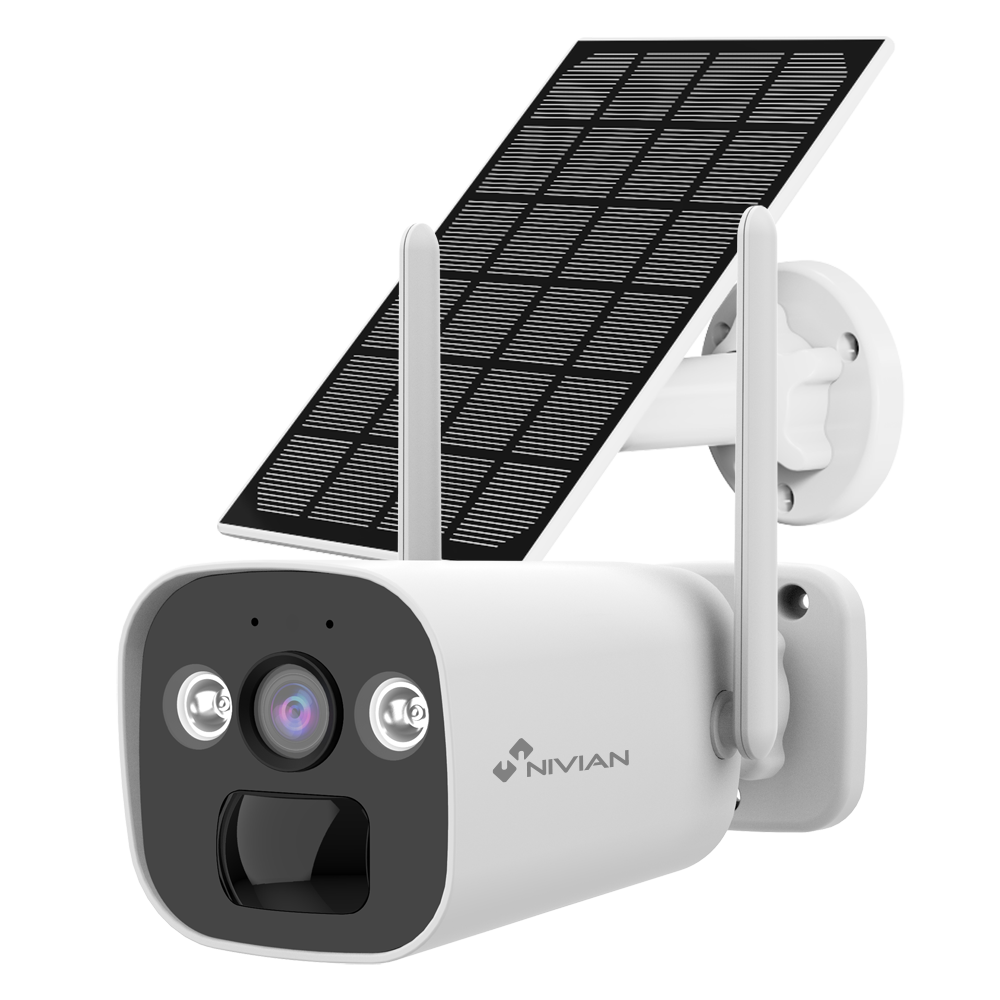 Telecamera 4G LTE Nivian con pannello solare 5W, batteria 10400mAh, risoluzione 2K e visione notturna a colori
