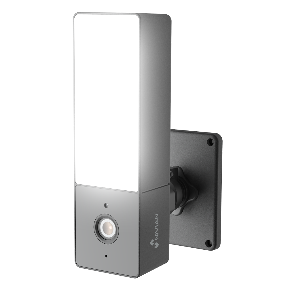 Telecamera WiFi Nivian 1080p con faro LED 1000 lumen integrato, compatibile Tuya Smart, Google Assistant e Alexa
