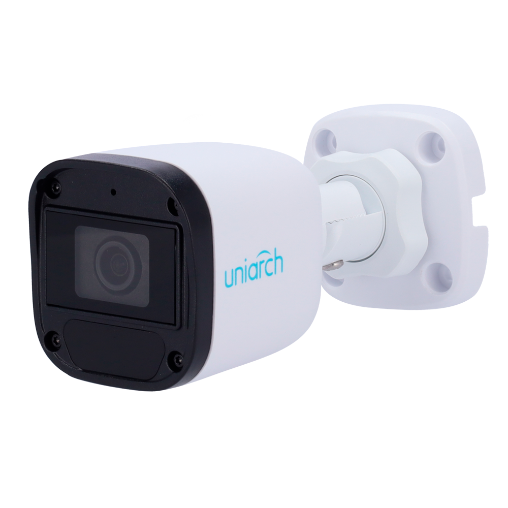 Telecamera bullet IP PoE Uniarch 2MP con lente 4mm, visione notturna IR 30m, microfono integrato e protezione IP67