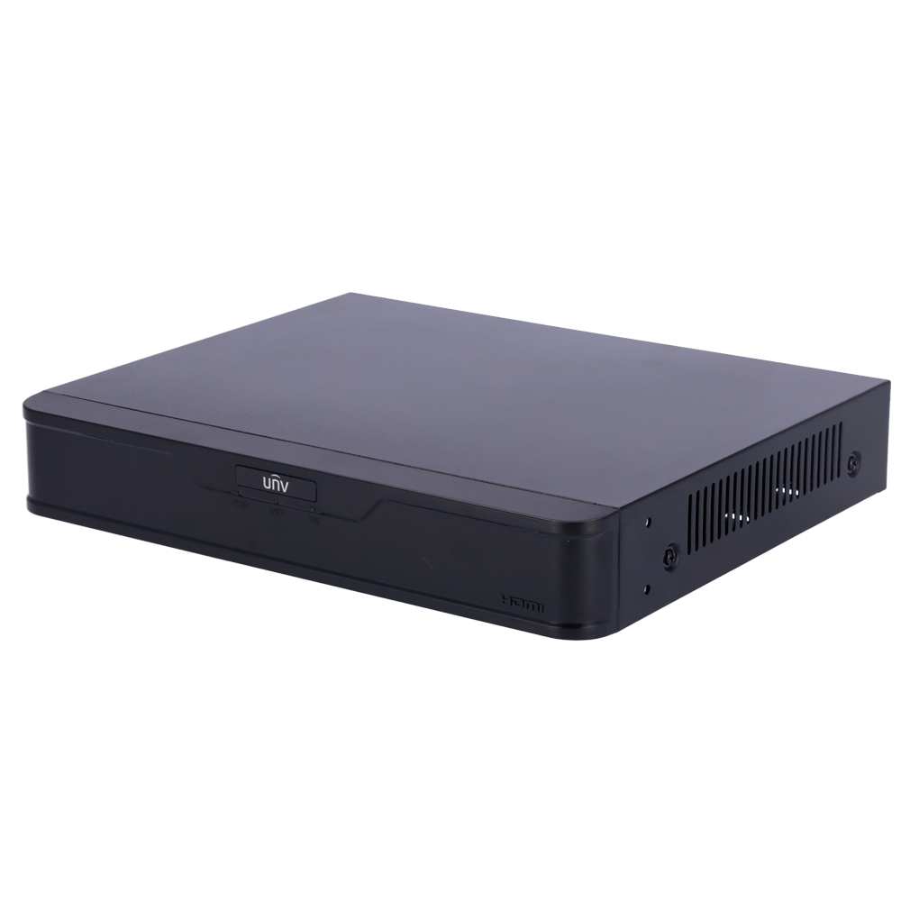 Videoregistratore NVR Uniview Prime 4 canali IP fino a 16MP, supporto HDD 16TB, uscita HDMI 4K, analisi video VCA con rilevamento facciale e conteggio persone
